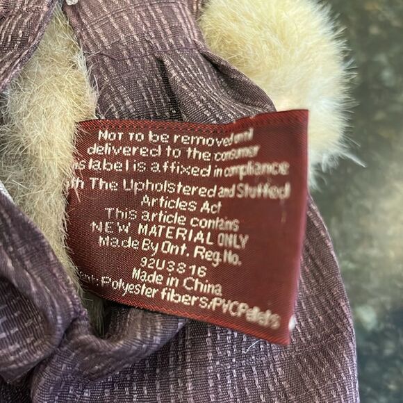 1993 TY Attic Treasures Jeremy Bunny Rabbit Purple Bib Overalls Stuffed Plush - Picture 6 of 8